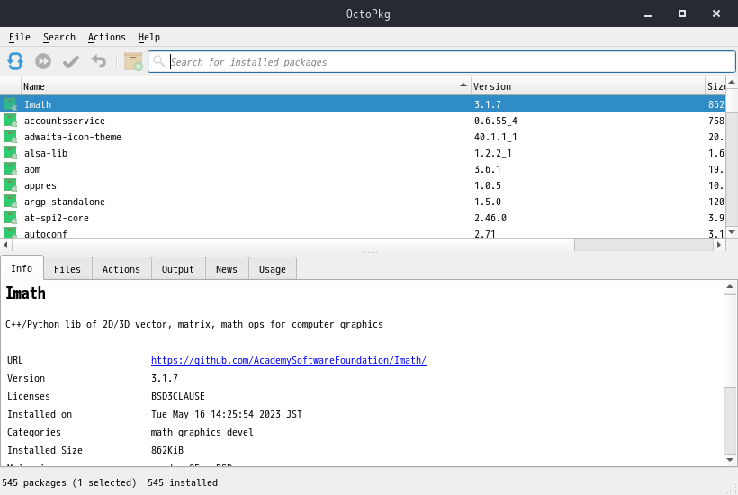 「BUDGIE FreeBSD 13.2」-「OctoPkg」「起動直後」