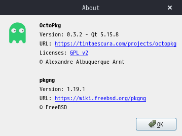 「BUDGIE FreeBSD 13.2」-「OctoPkg」「バージョン情報」