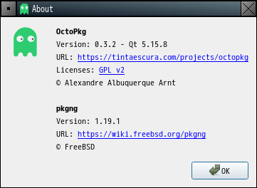 「Fluxbox FreeBSD 13.2」-「OctoPkg」「バージョン情報」