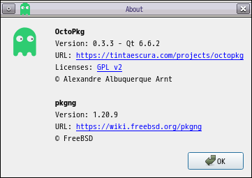 「Fluxbox FreeBSD 13.3」-「OctoPkg」「バージョン情報」