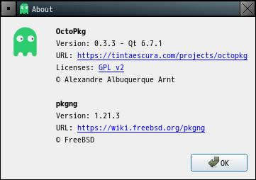 「Fluxbox FreeBSD 14.1」-「OctoPkg」「バージョン情報」