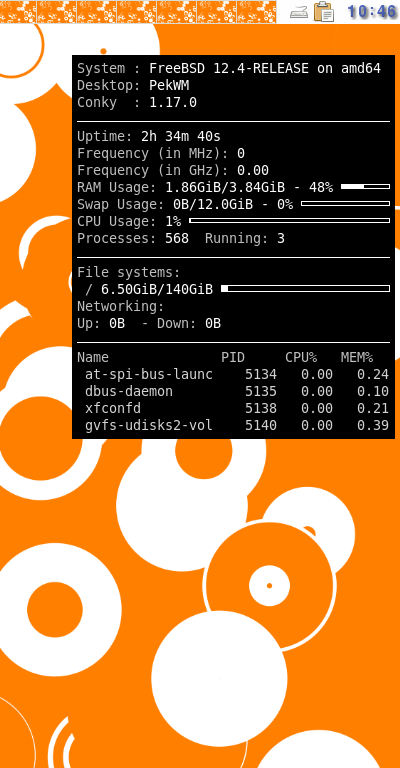 クリックでオリジナルのサイズで開きます 「PekWM FreeBSD 12.4」-「Conky」「表示」