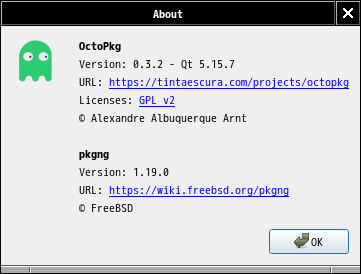 「Window Maker FreeBSD 12.4」-「OctoPkg」「バージョン情報」