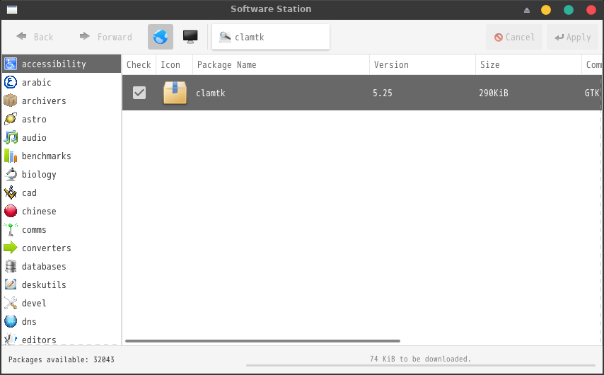 「GhostBSD 20.01 XFCE」-「Software Station」「インストール進行中」
