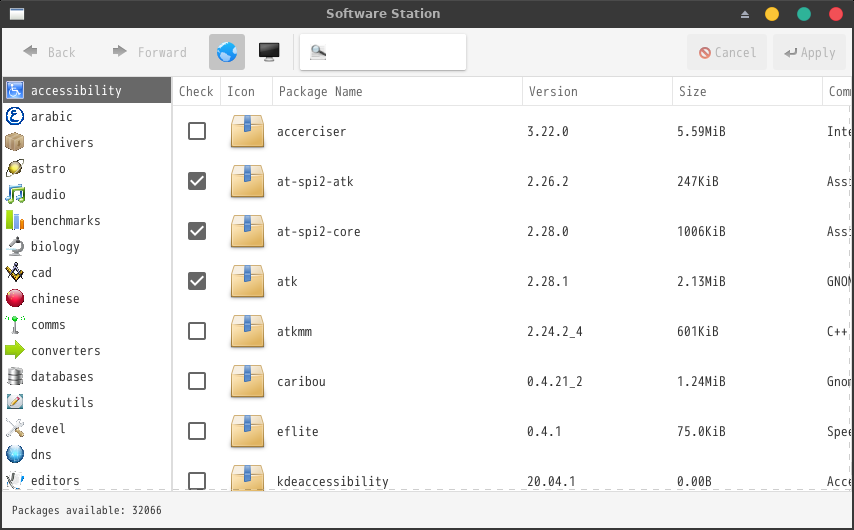 「GhostBSD 20.04 XFCE」-「Software Station」「起動直後」