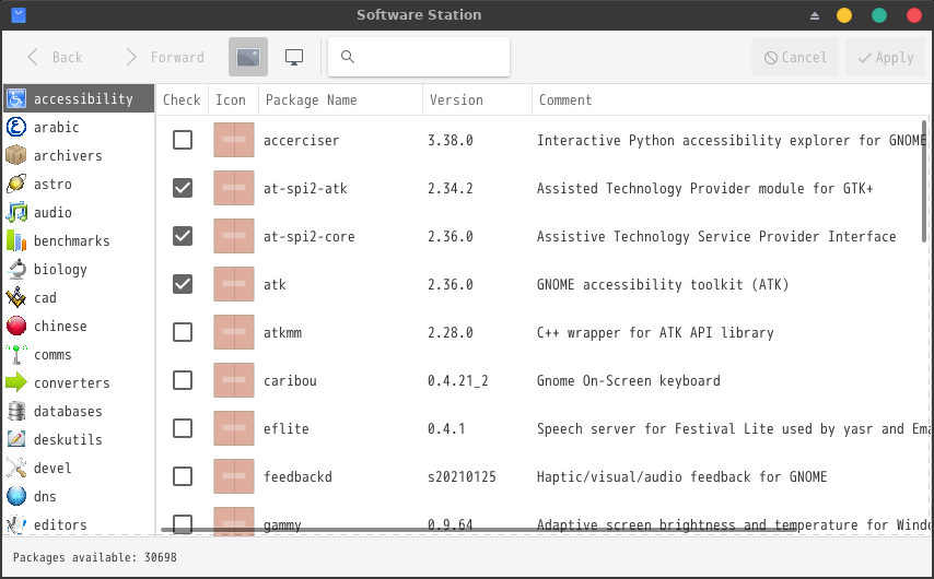 「GhostBSD 21.05.11 XFCE」-「Software Station」「起動直後」