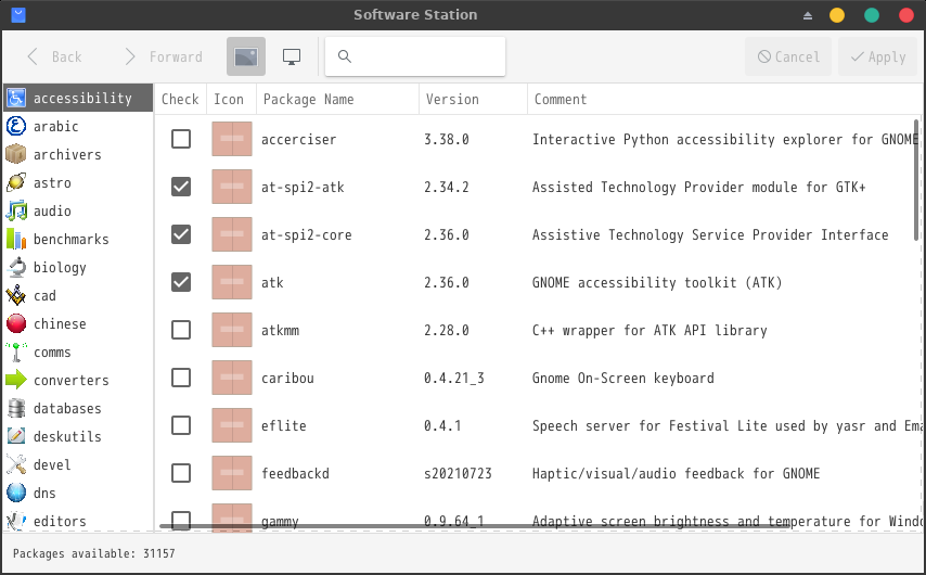 「GhostBSD 21.09.06 XFCE」-「Software Station」「起動直後」