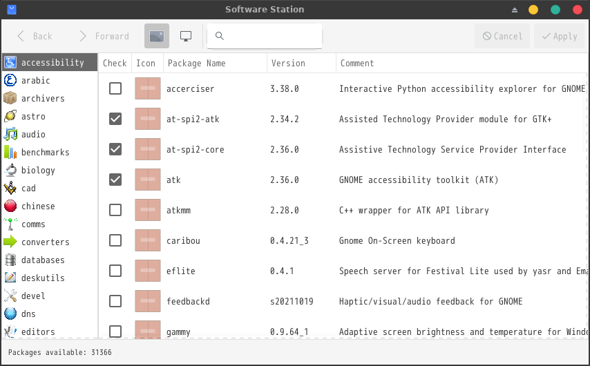 「GhostBSD 21.11.24 XFCE」-「Software Station」「起動直後」