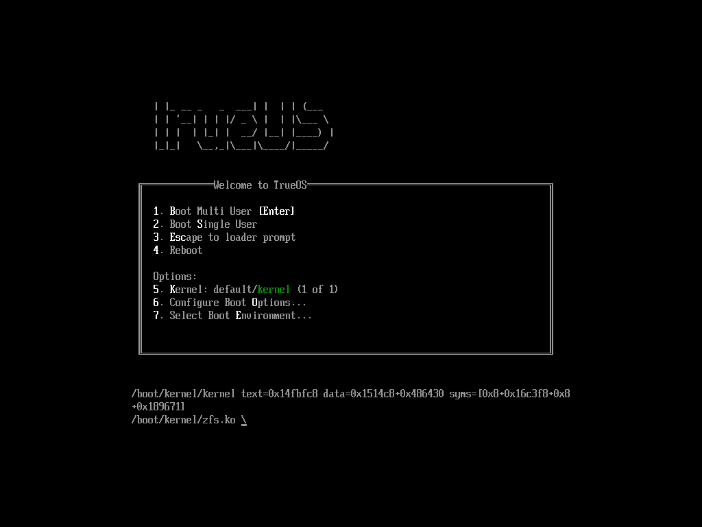 「TrueOS 17.12」-「boot」