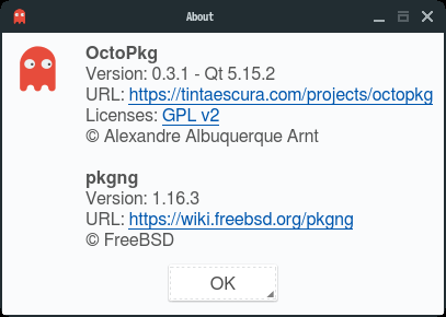 「NomadBSD 1.4」-「OctoPkg」「バージョン情報」