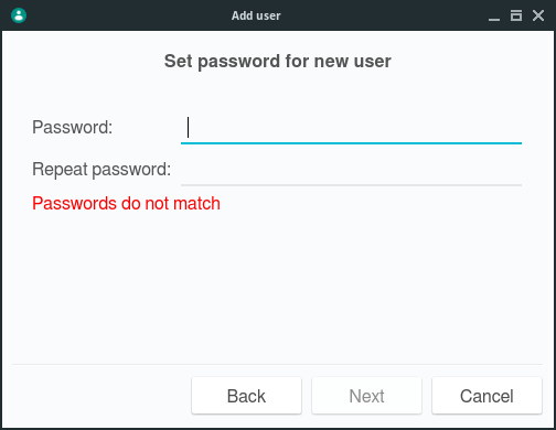 「NomadBSD 131R」-「Set password for new user」