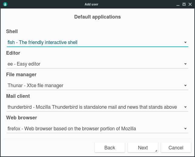 「NomadBSD 131R」-「Default applications」
