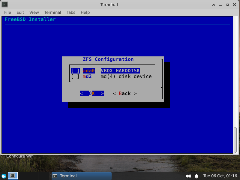 「FuryBSD」-「ZFS」「ディスク選択」