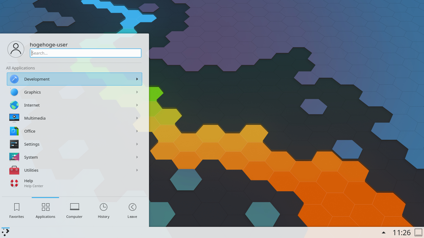 「FuryBSD 12.1 KDE」-「デフォルトのデスクトップ・メニュー」