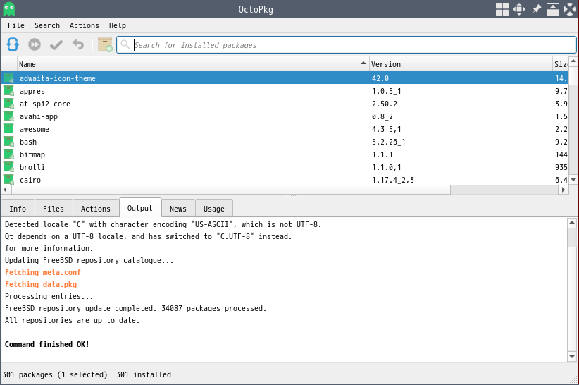 「awesome FreeBSD 14.1」-「OctoPkg」「起動直後」