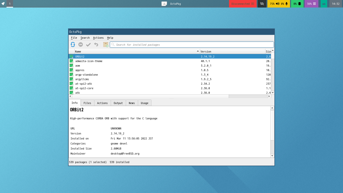 「sway FreeBSD 13.0」-「OctoPkg」「起動直後」