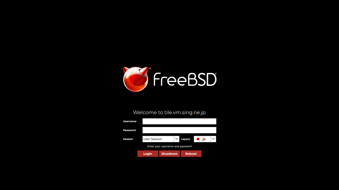 クリックでオリジナルのサイズで開きます 「sway FreeBSD 13.3」-「ログイン画面」
