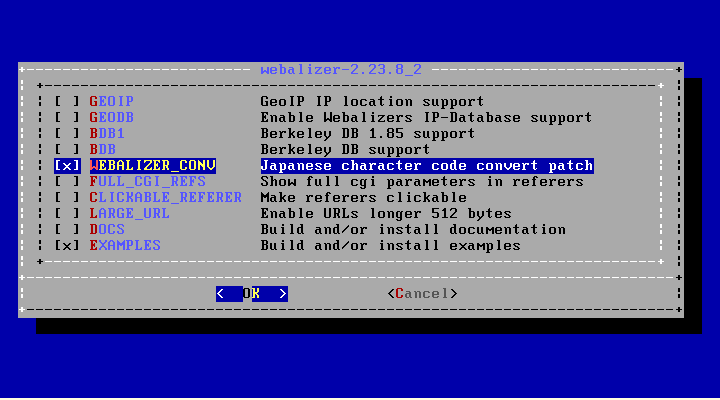 クリックでオリジナルのサイズで開きます 「FreeBSD 9.3 RELEASE」-「/usr/ports/www/webalizer/」「オプション」