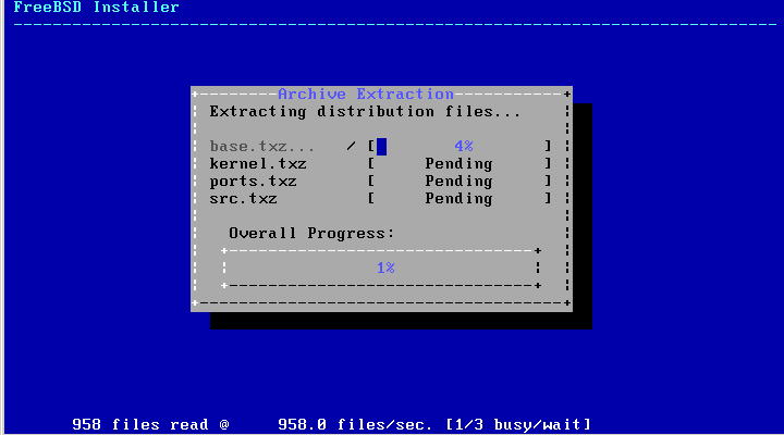 「FreeBSD 10.2 RELEASE」-「インストール中」