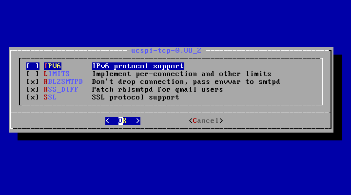 クリックでオリジナルのサイズで開きます 「/usr/ports/sysutils/ucspi-tcp」「make config」