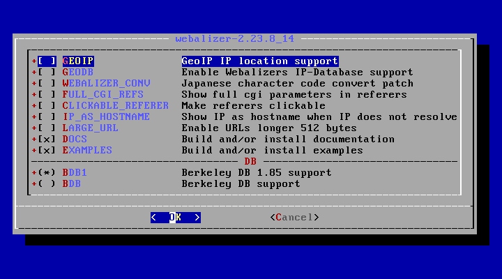 クリックでオリジナルのサイズで開きます 「FreeBSD 11.4 RELEASE」-「/usr/ports/www/webalizer」「make config」
