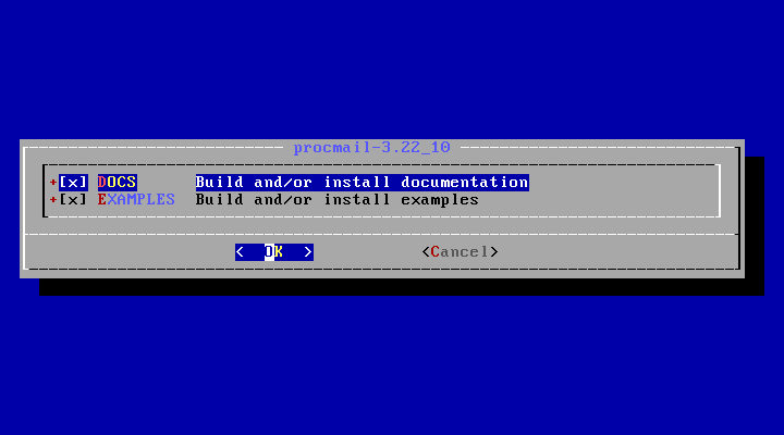クリックでオリジナルのサイズで開きます 「FreeBSD 12.3 RELEASE」-「/usr/ports/mailprocmail」「make config」」