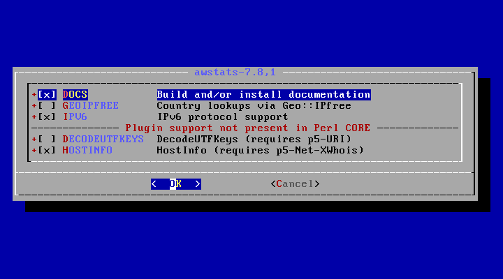 クリックでオリジナルのサイズで開きます 「FreeBSD 12.4 RELEASE」-「/usr/ports/www/awstats」「make config」」