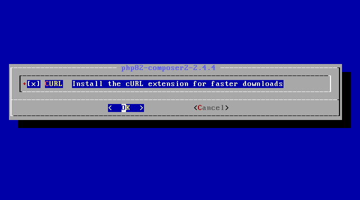 クリックでオリジナルのサイズで開きます 「FreeBSD 12.4 RELEASE」-「/usr/ports/devel/php-composer2」「make config」