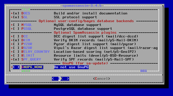 クリックでオリジナルのサイズで開きます 「FreeBSD 13.0 RELEASE」-「/usr/ports/mail/spamassassin」「make config ②」」