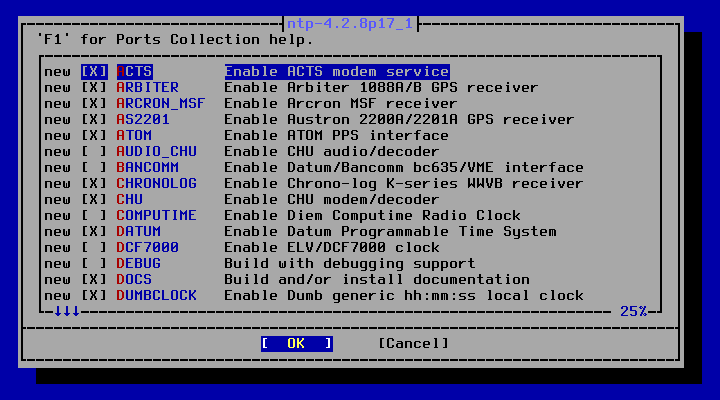 クリックでオリジナルのサイズで開きます 「FreeBSD 14.0 RELEASE」-「/usr/ports/net/ntp」「make config ①」