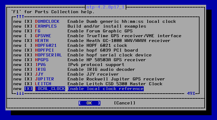 クリックでオリジナルのサイズで開きます 「FreeBSD 14.0 RELEASE」-「/usr/ports/net/ntp」「make config ②」