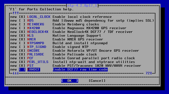 クリックでオリジナルのサイズで開きます 「FreeBSD 14.0 RELEASE」-「/usr/ports/net/ntp」「make config ③」