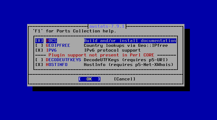 クリックでオリジナルのサイズで開きます 「FreeBSD 14.0 RELEASE」-「/usr/ports/www/awstats」「make config」」