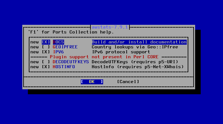 クリックでオリジナルのサイズで開きます 「FreeBSD 14.1 RELEASE」-「/usr/ports/www/awstats」「make config」」