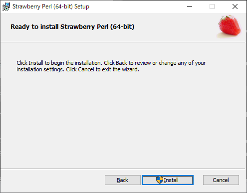 「Strawberry Perl」-「インストール」「Ready to Install」
