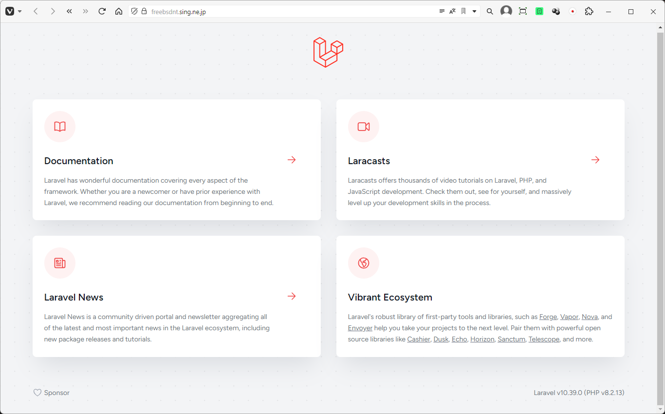 クリックでオリジナルのサイズで開きます 「PHP Laravel」-「初期表示」