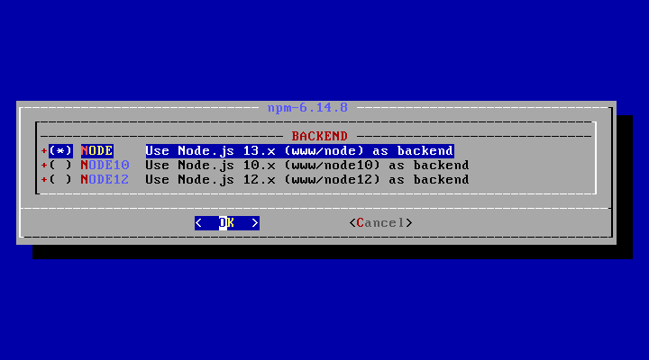 クリックでオリジナルのサイズで開きます 「Ruby on Rails」-「/usr/ports/www/npm」「make config」