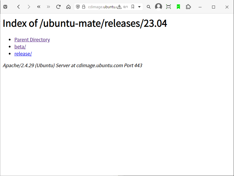 「Ubuntu MATE」-「Index of /ubuntu-mate/releases/23.04」