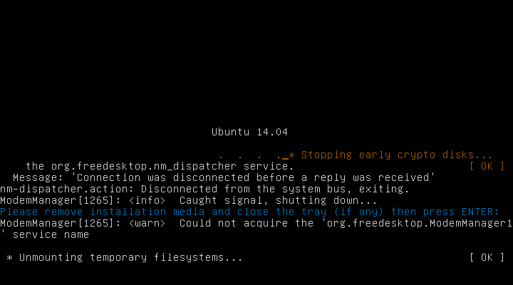「Ubuntu 14.04」-「Unmounting Temporary File System」