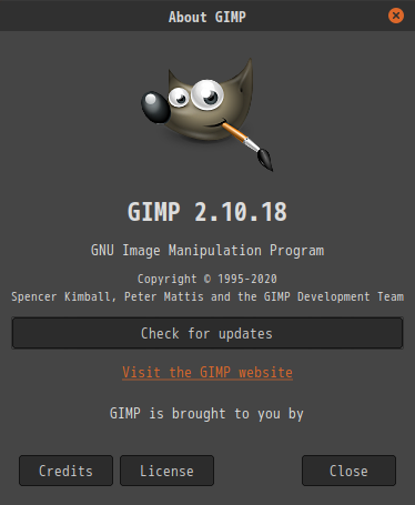 「Ubuntu Cinnamon 22.04」-「GIMP」「バージョン情報」
