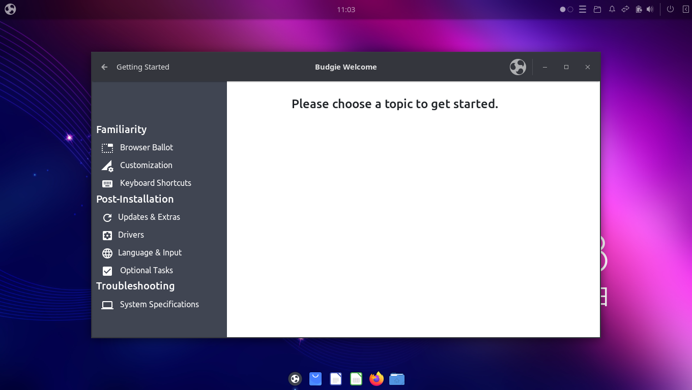 「Ubuntu BUDGIE 22.10」-「インストール直後ログイン時のダイアログ」