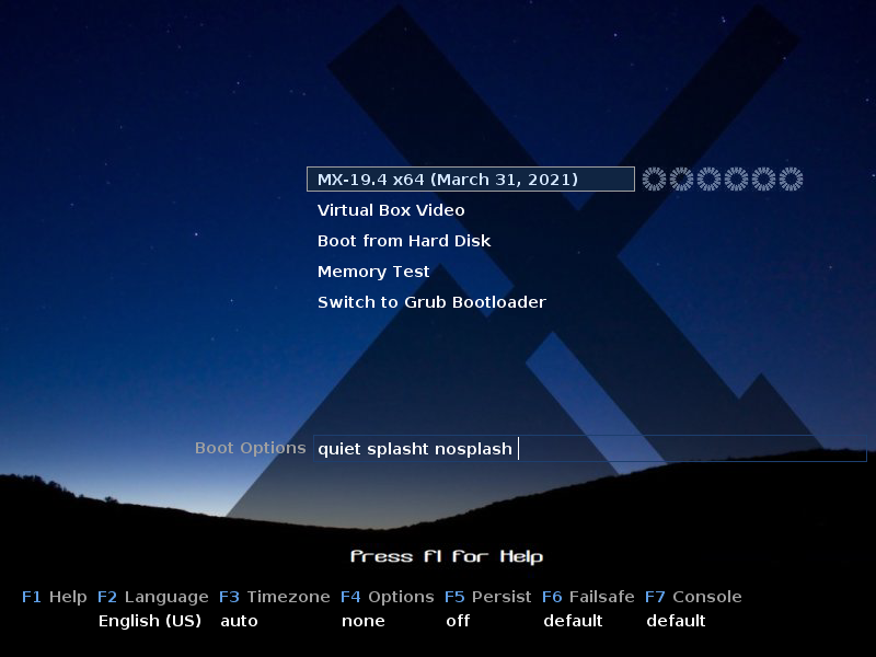 「MX Linux 19.4」-「起動」
