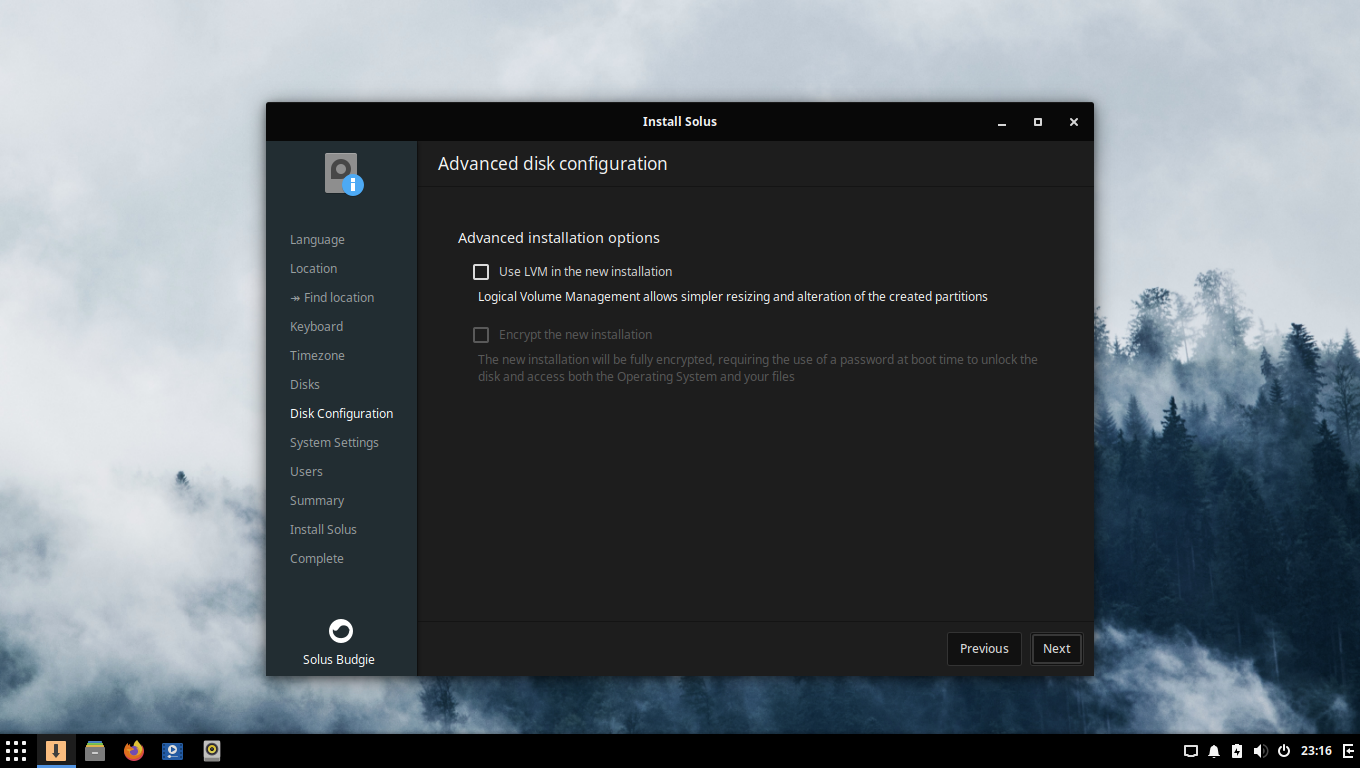 「Solus 4.1 BUDGIE」-「インストール」「インストール」
