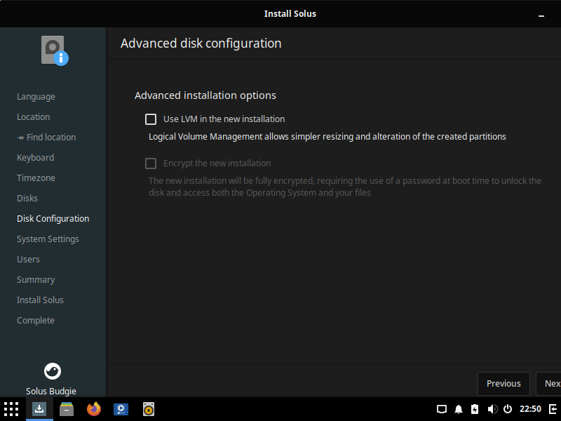 「Solus 4.2 BUDGIE」-「インストール」「インストール」