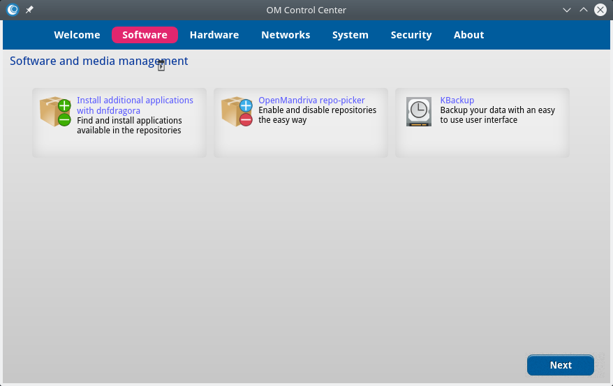 「OpenMandriva 4.0」-「コントロールセンター」「Software」