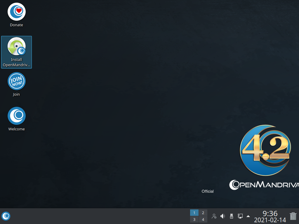 「OpenMandriva 4.2」-「インストール」「Install OpenMandriva Lx」