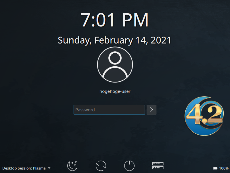 「OpenMandriva 4.2」-「ログイン画面」