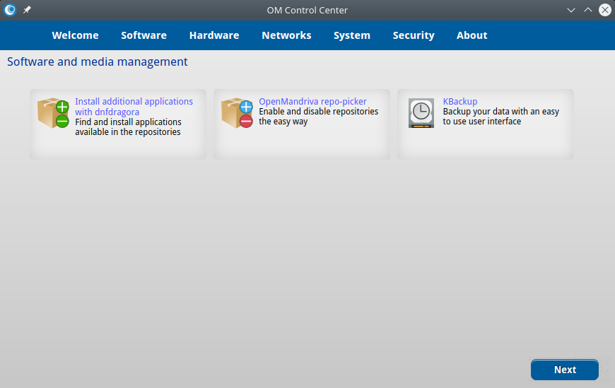 「OpenMandriva 4.1」-「コントロールセンター」「Software」