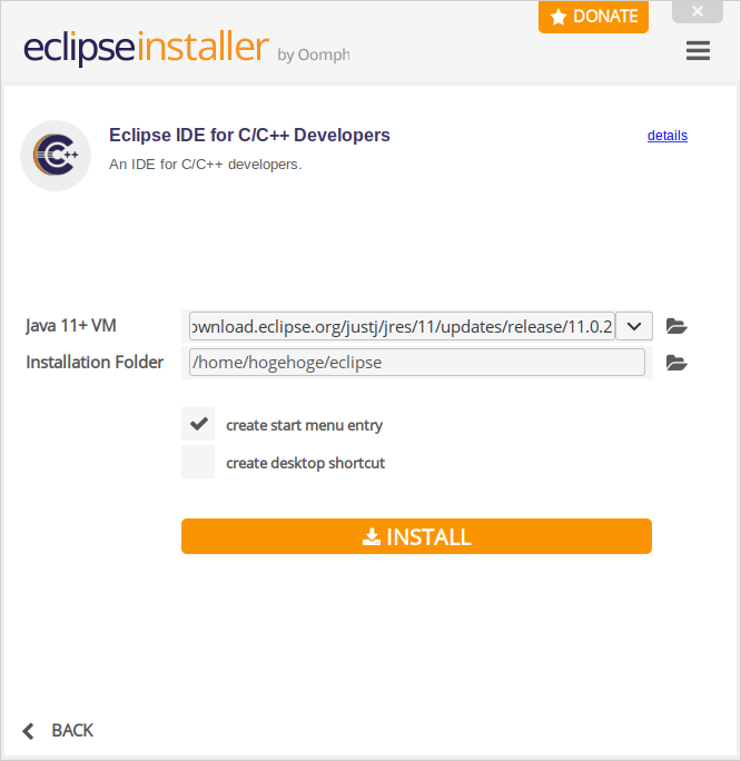 クリックでオリジナルのサイズで開きます 「OpenMandriva 4.2 XFCE」-「Eclipse」「インストール」