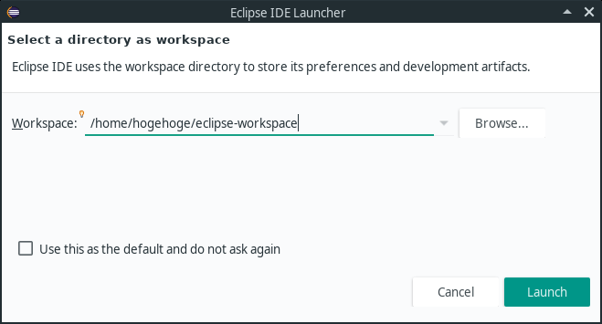 「Manjaro 18.0 XFCE」-「Eclipse」「ワークスペース選択」